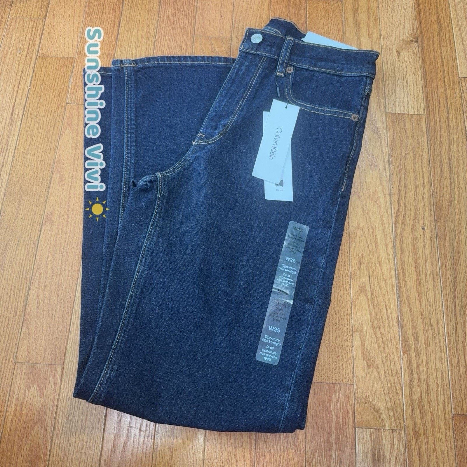 Calvin Klein NWT Calvin Klein Women Signature 90s Straight Jeans W25 Blue Size 25" / US 0 / IT 36 - 1 Thumbnail