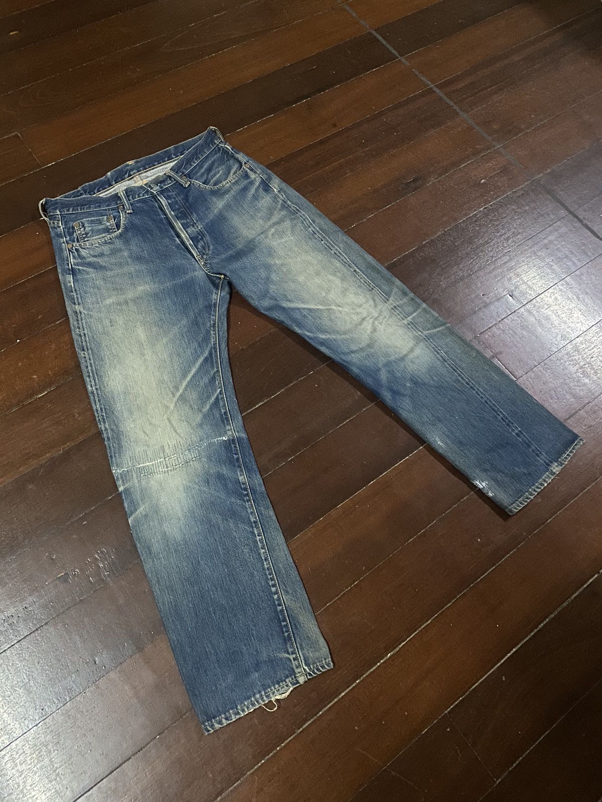 Japanese Brand VINTAGE Reworked Sewing Chop Overalls Selvedge rusty denim Size US 34 / EU 50 - 2 Thumbnail