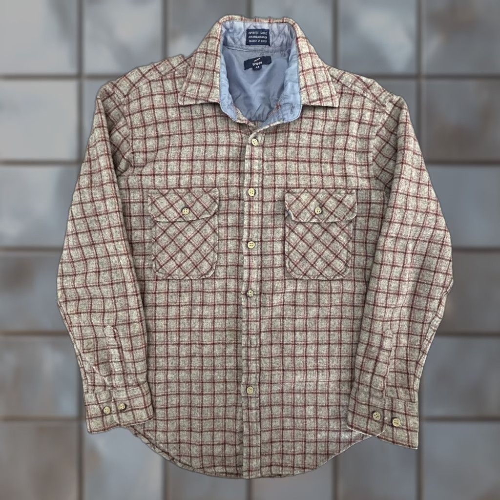 Vintage VINTAGE Briggs Shacket Mens M Wool Blend Plaid Button-Up Shirt Korea 80s Gray Red Lined 90s Workwear Collection Size US M / EU 48-50 / 2 - 1 Thumbnail