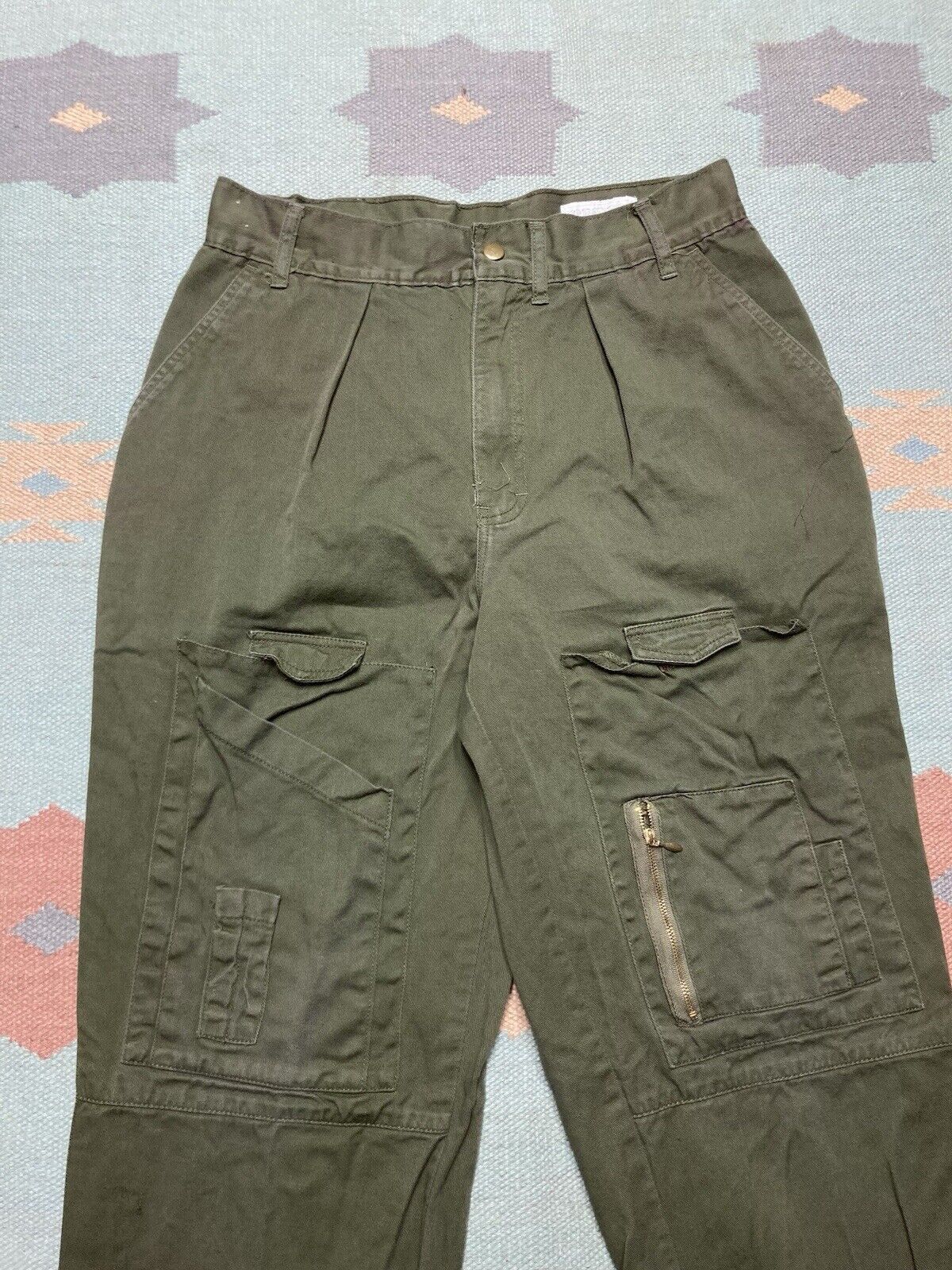 Vintage y2k cargo pants baggy tapered rave pockets military 30x33 Size US 30 / EU 46 - 2 Thumbnail