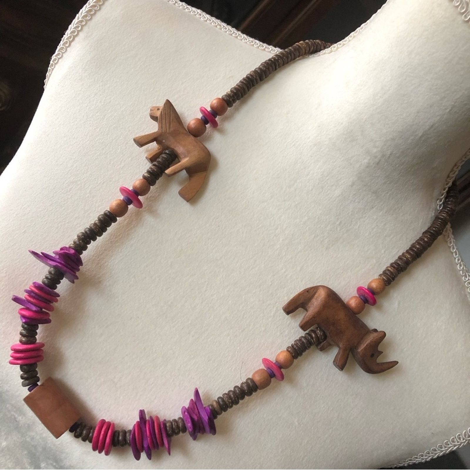 Vintage Vintage handmade safari wood bead necklace Size ONE SIZE - 1 Thumbnail