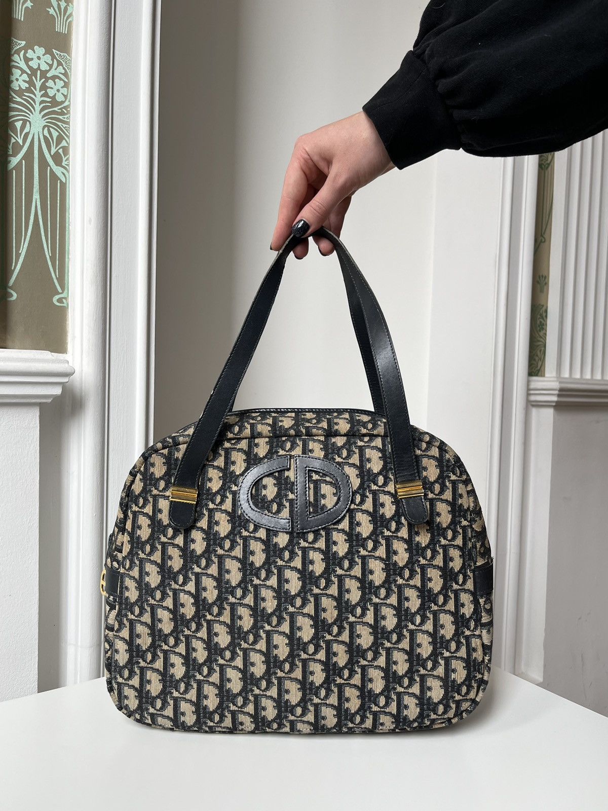 Christian Dior Monsieur Christian Dior Monogram CD Logo Navy / Beige bag 1980s’ Size ONE SIZE - 14 Thumbnail