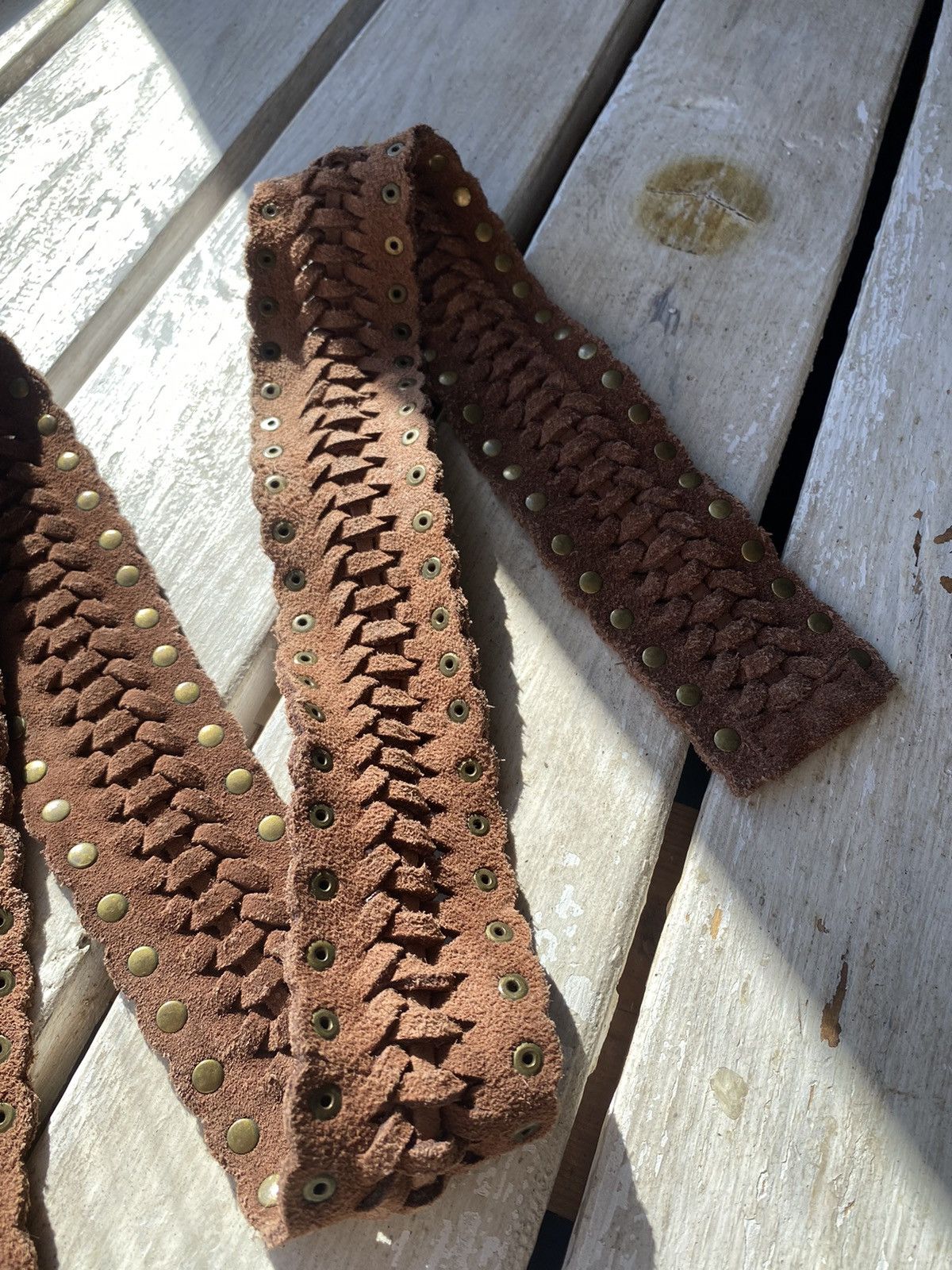 If Six Was Nine × Japanese Brand × Vintage Vintage Japanese Leather Punk Emo Rock Goth Y2K Drill belt Size ONE SIZE - 6 Thumbnail
