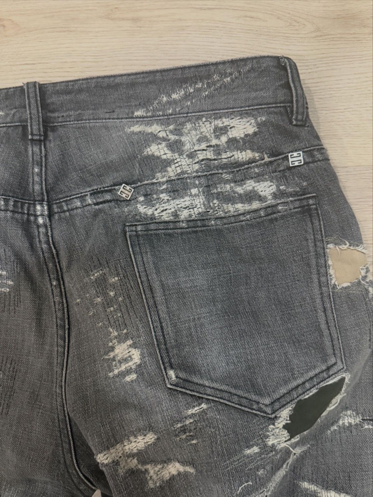 Givenchy Givenchy Moleskin Distressed Boro Denim Jeans Black Size US 33 - 9 Thumbnail