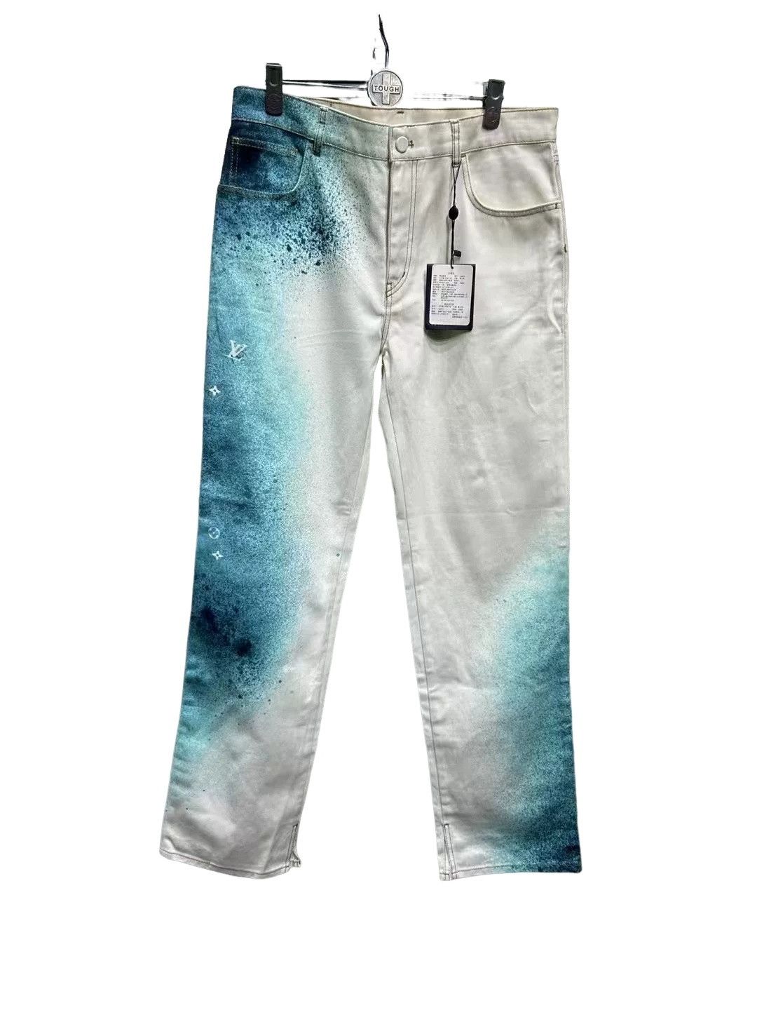 Louis Vuitton Louis Vuitton Teal Ink Splash Denim Jeans 32 Size US 32 / EU 48 - 1 Thumbnail