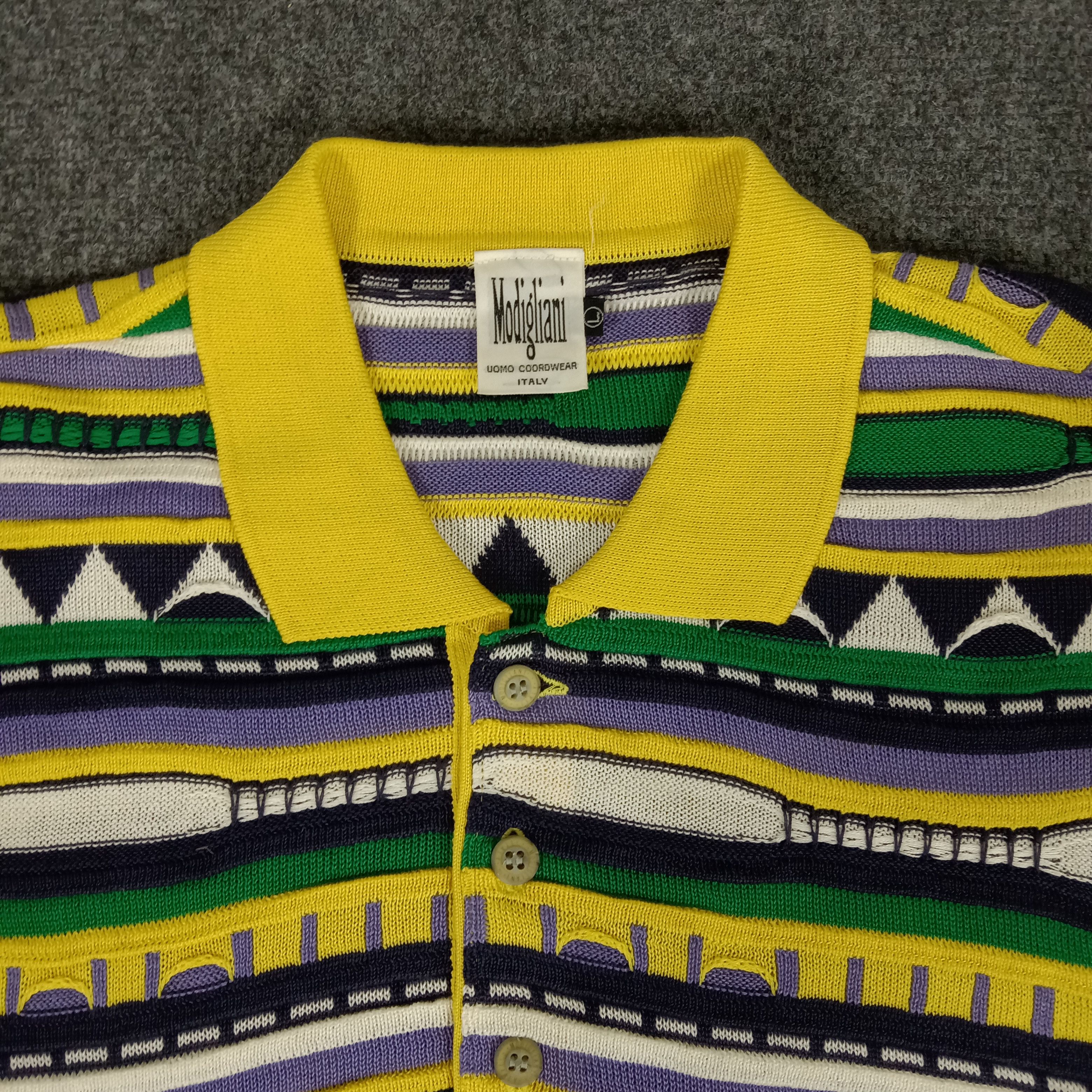 Coogi × Gypsy × Vintage Modigliani Knitted Hippie Style Polo Shirt Size US L / EU 52-54 / 3 - 3 Thumbnail