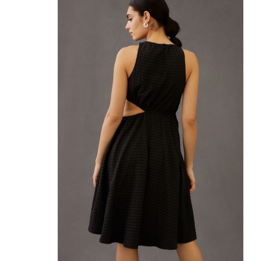 Anthropologie NWT Maeve Sheer A-Line Mini Dress $170 MEDIUM Black Lined Size M / US 6-8 / IT 42-44 - 4 Thumbnail