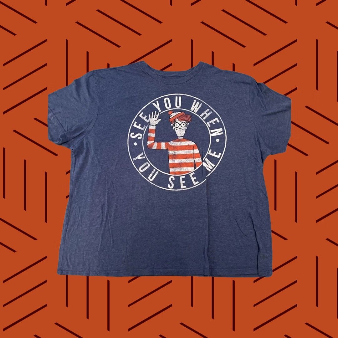 Aldo VINTAGE Where’s Waldo See You When You See Me Shirt 4XL Blue Waldo See You When You See Me Tee Shirt Mens Shirts Size US XXL / EU 58 / 5 - 1 Thumbnail