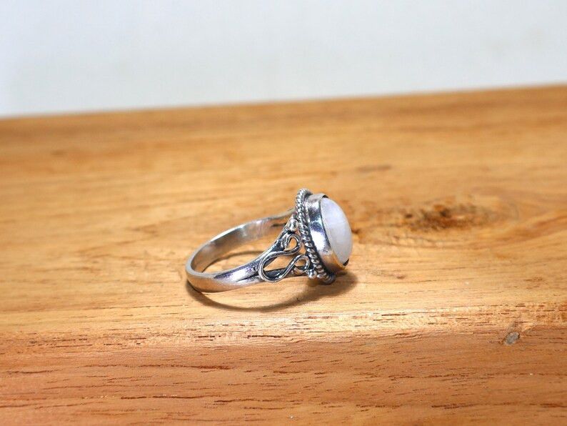 Handmade Rainbow Moonstone Ring: Handmade Sterling Silver Ring Size ONE SIZE - 5 Thumbnail