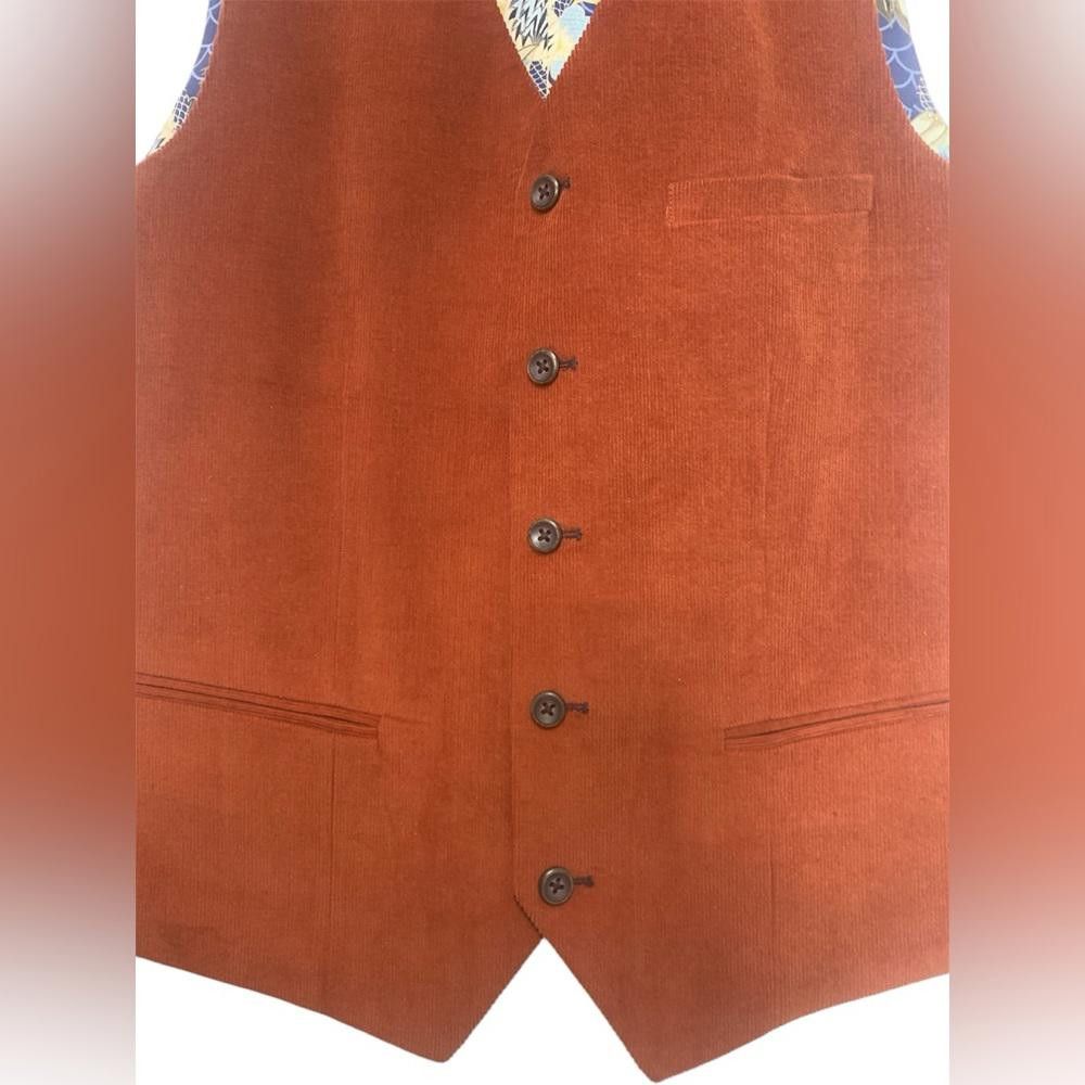 Designer PAISLEY & GRAY Slim Fit Orange Corduroy Vest Formal Small Size 36R - 4 Thumbnail