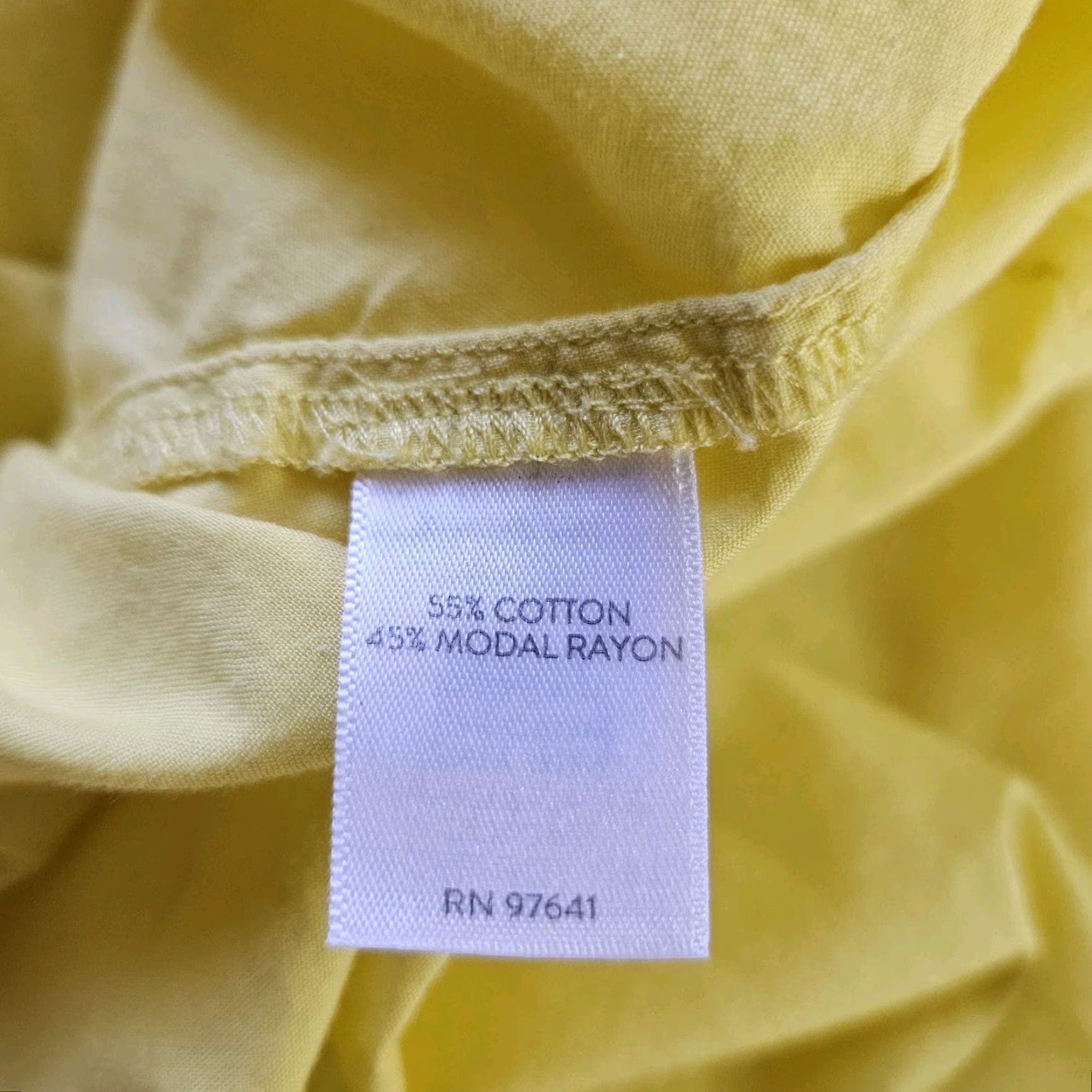 J. Jill J Jill Womens Popover Top Shirt XL Yellow Solid Long Sleeve Cotton Blend Womens Blouse Size XL / US 12-14 / IT 48-50 - 4 Thumbnail