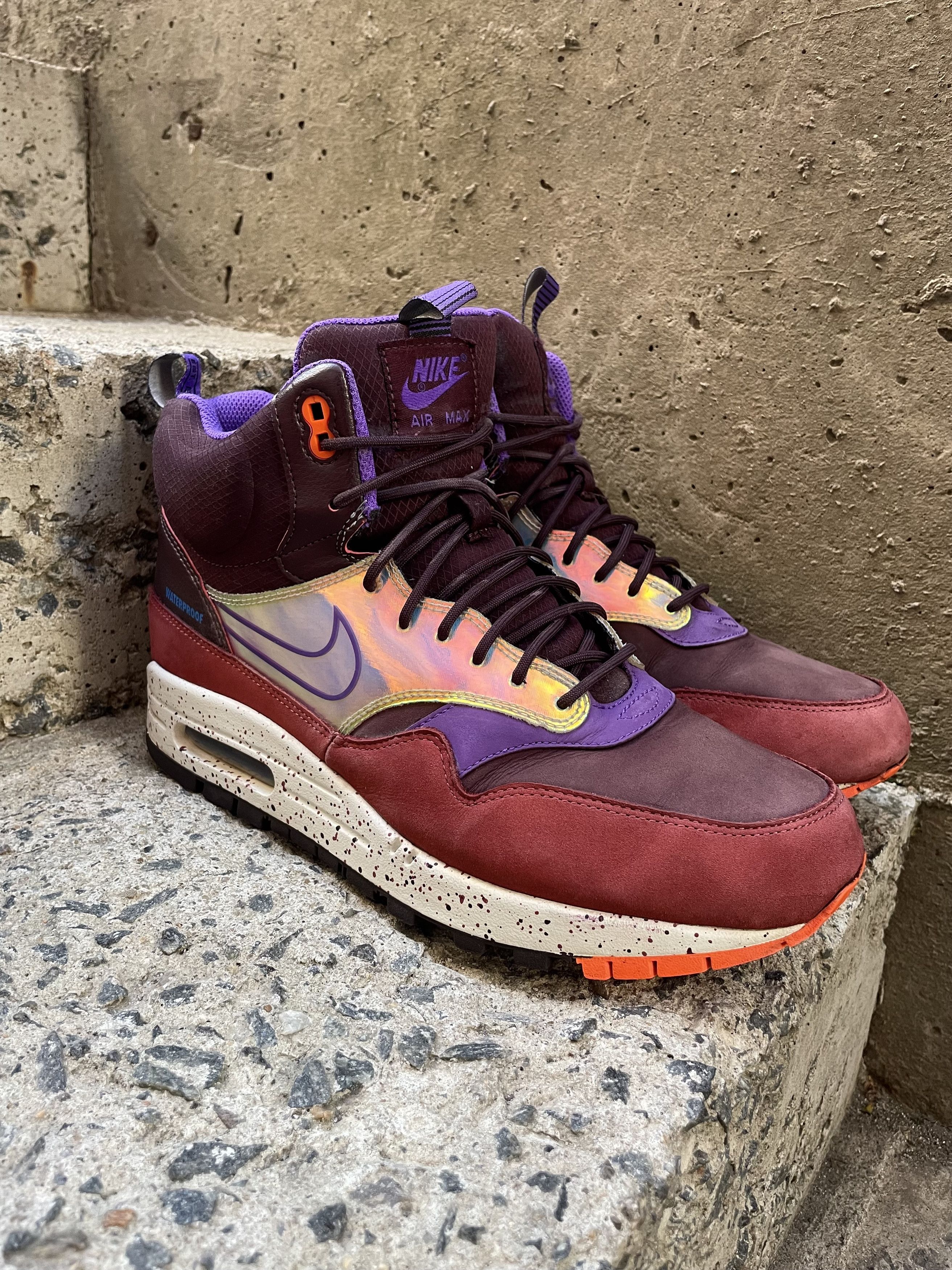 Nike × Vintage Nike WMNS Shoes Air Max 1 Mid Sneakerbord Deep Burgundy Size US 10.5 / IT 40.5 - 3 Thumbnail