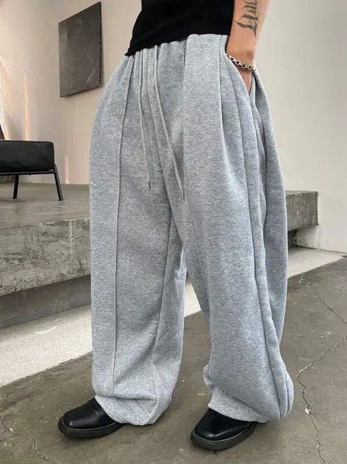 Japanese Brand × Vintage Grey loose fit sweatpants baggy Wide Leg Size US 32 / EU 48 - 2 Thumbnail