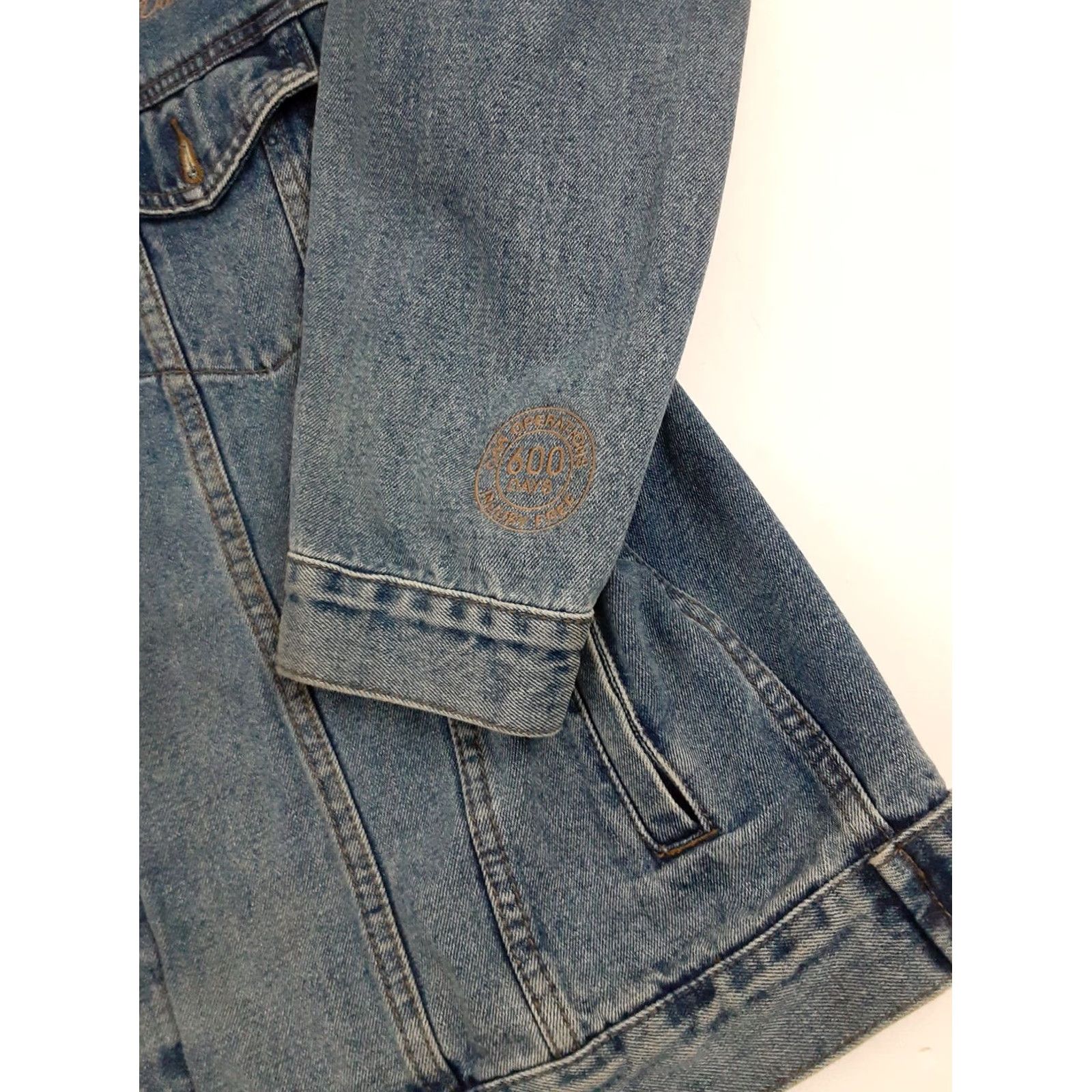 Dunbrooke VINTAGE Dunbrooke Rail 600 Days Injury Free Blue Jeans Jacket XL Blue Denim Bomber Jacket Mens Leather Suede Collar, All Seasons, Chicago Division Size US 36 / EU 52 - 6 Thumbnail