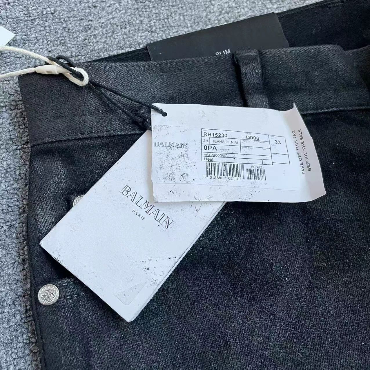 Balmain BALMAIN Distressed Waxed Denim Jeans 33W Chain Size US 33 - 7 Thumbnail