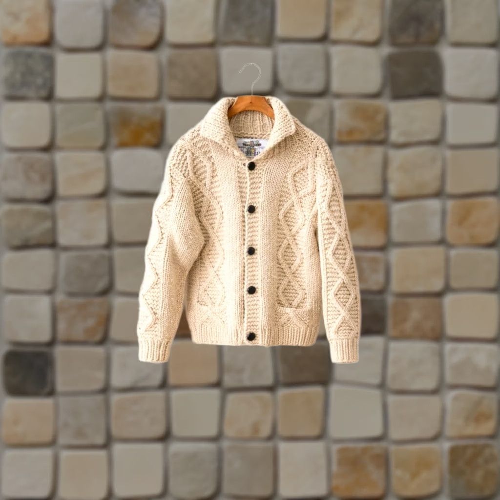 Vintage Kanata Cowichan Wool Cardigan M Size Beige Cable Knit Sweater Size US M / EU 48-50 / 2 - 1 Thumbnail
