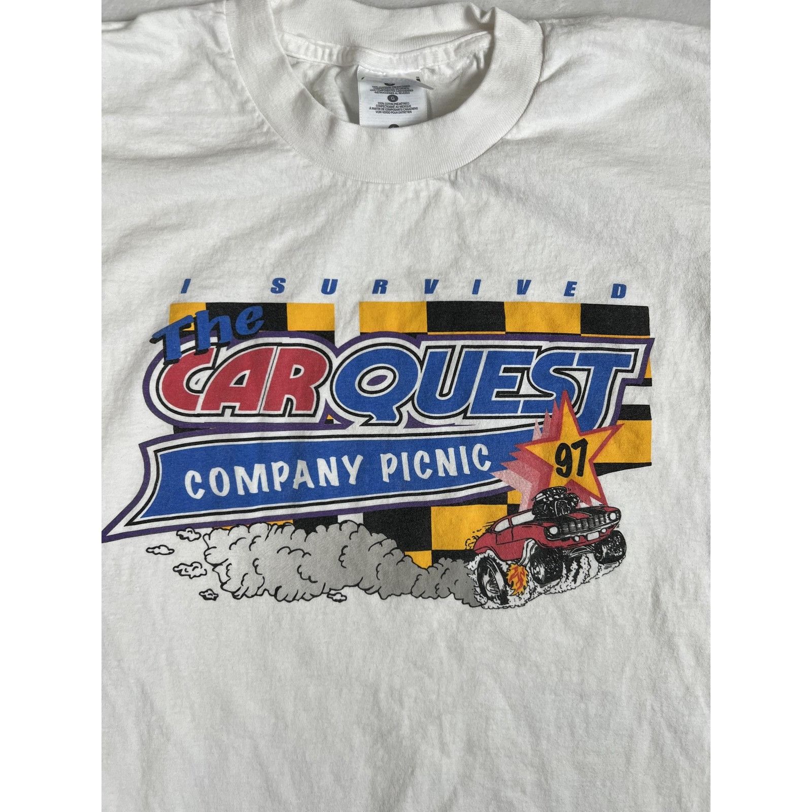 Gildan Vintage Carquest T-Shirt Mens Large White Company Picnic 199 Size US L / EU 52-54 / 3 - 2 Thumbnail