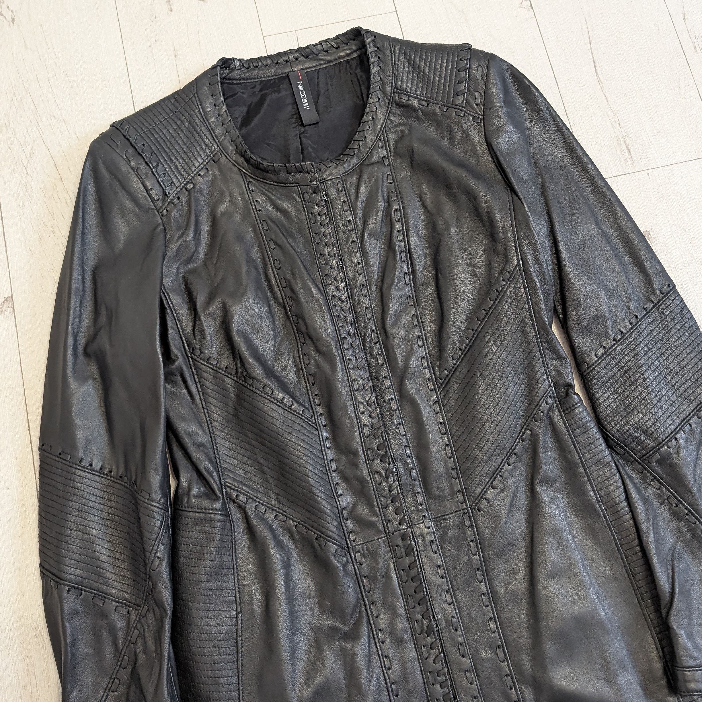 Genuine Leather Marc Cain Black Leather Long Coat Jacket Size N2 Colour 900 Size M / US 6-8 / IT 42-44 - 8 Thumbnail