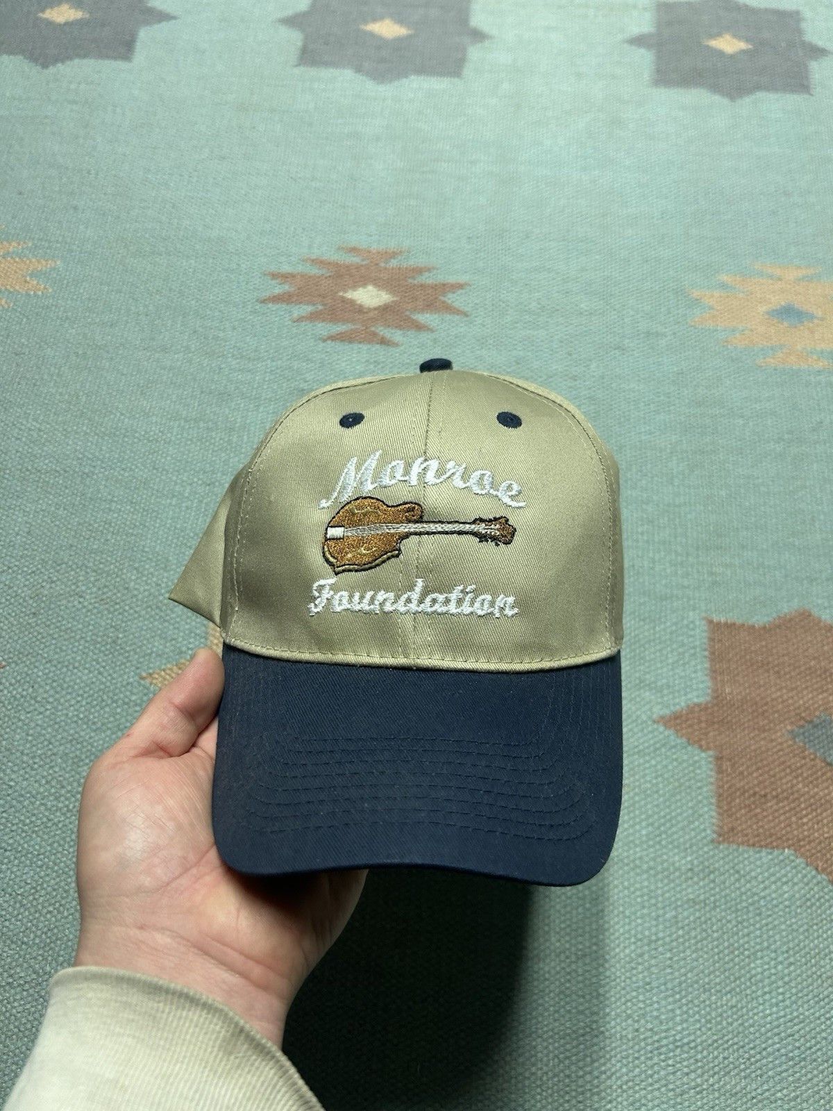 Vintage Vtg strapbac hat Bill Monroe Foundation bluegrass guitar tan Size ONE SIZE - 2 Thumbnail