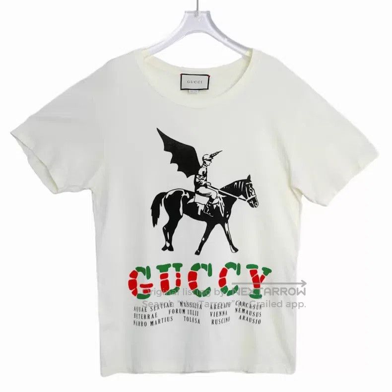 Gucci Gucci White knight letter logo letter print cotton round-n Size US S / EU 44-46 / 1 - 1 Thumbnail
