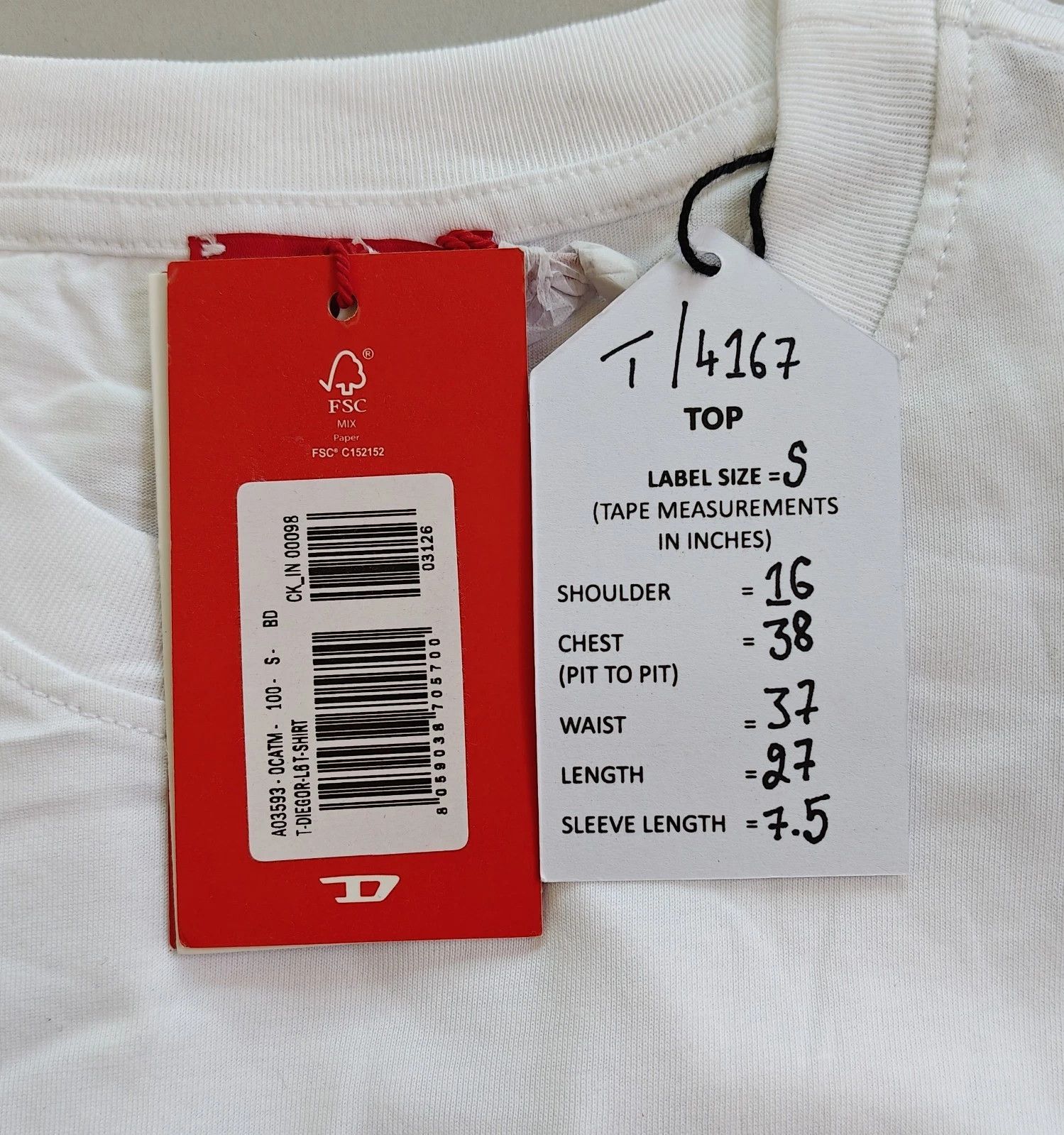 Diesel DIESEL White T-shirt T-Diegor-L6 T 4167 Size US S / EU 44-46 / 1 - 5 Thumbnail