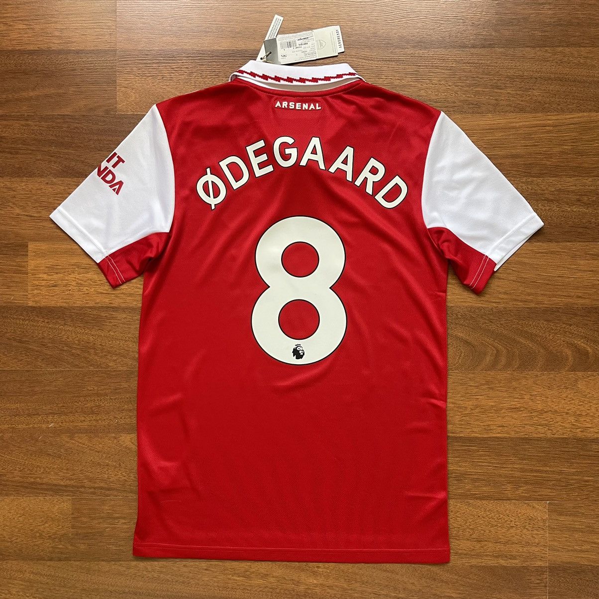 image of Arsenal Adidas 2022/2023 Football Home Jersey 8 Odegaard in Red, Men's (Size Small)