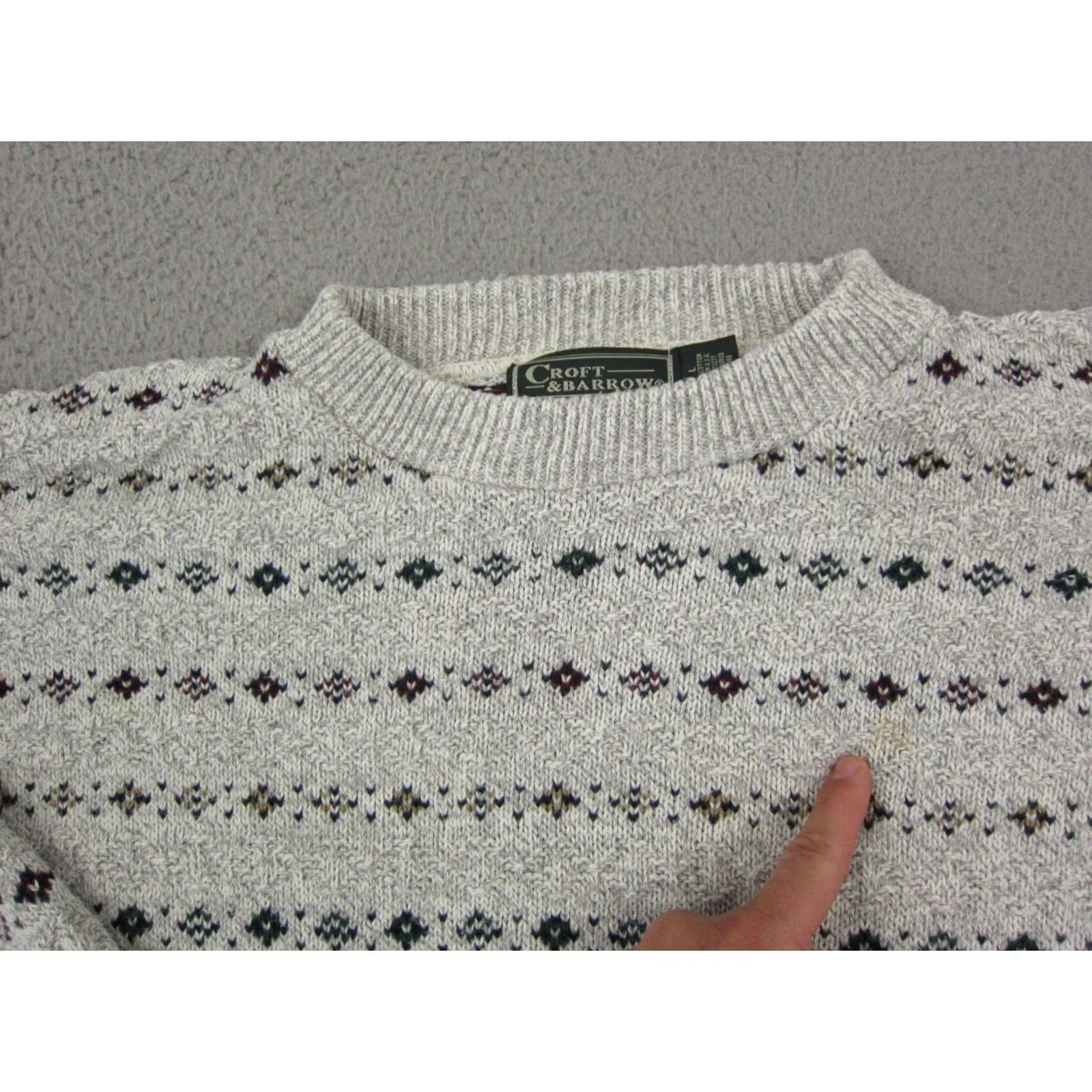 Croft & Barrow VINTAGE Croft & Barrow Sweater Mens L Gray Geometric Knit Crew Neck Pullover Warm Casual 80s Size US L / EU 52-54 / 3 - 5 Thumbnail