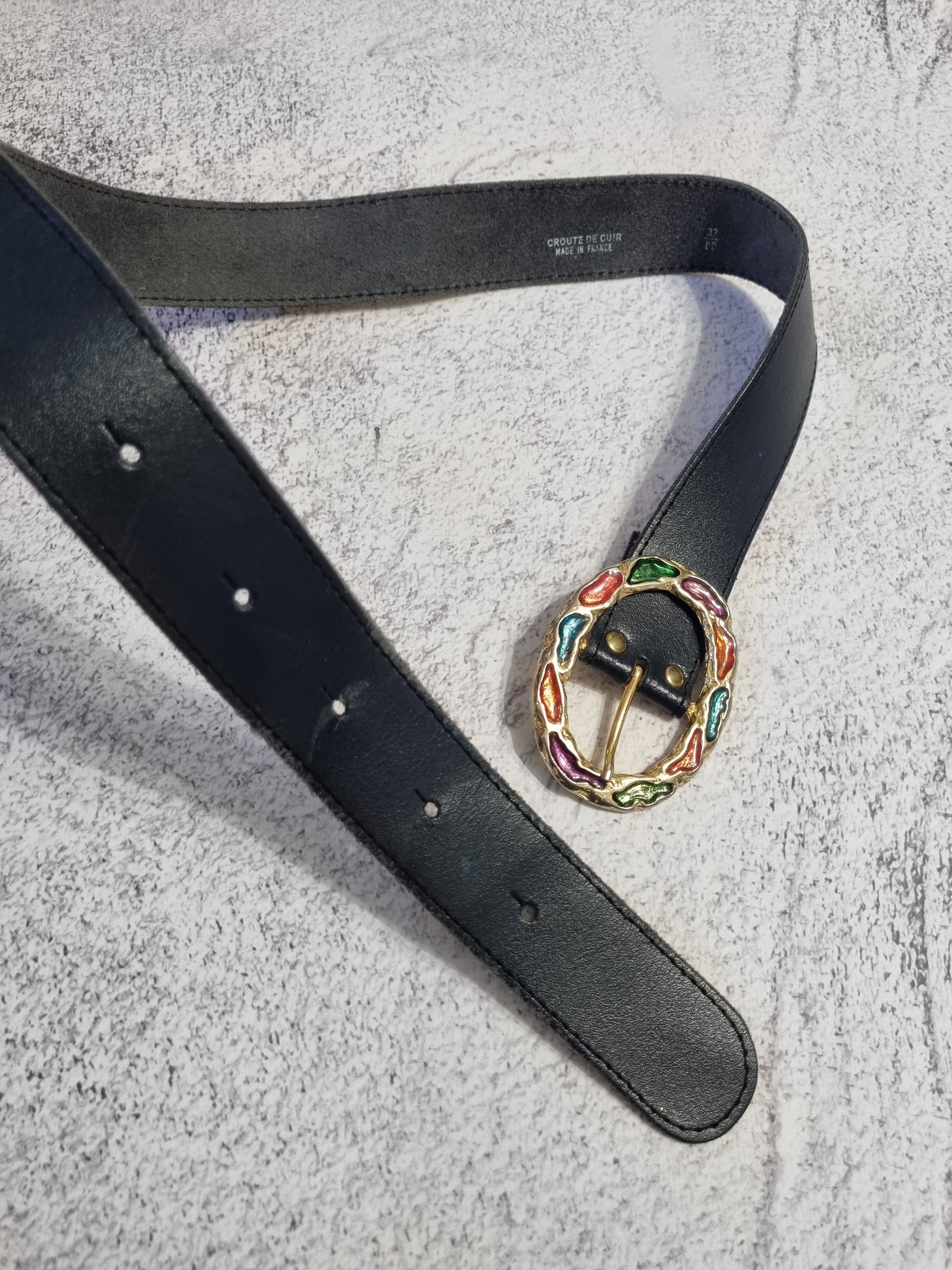 Vintage Croute De Cuir Made in France Vintage Leather Belt Size ONE SIZE - 6 Thumbnail