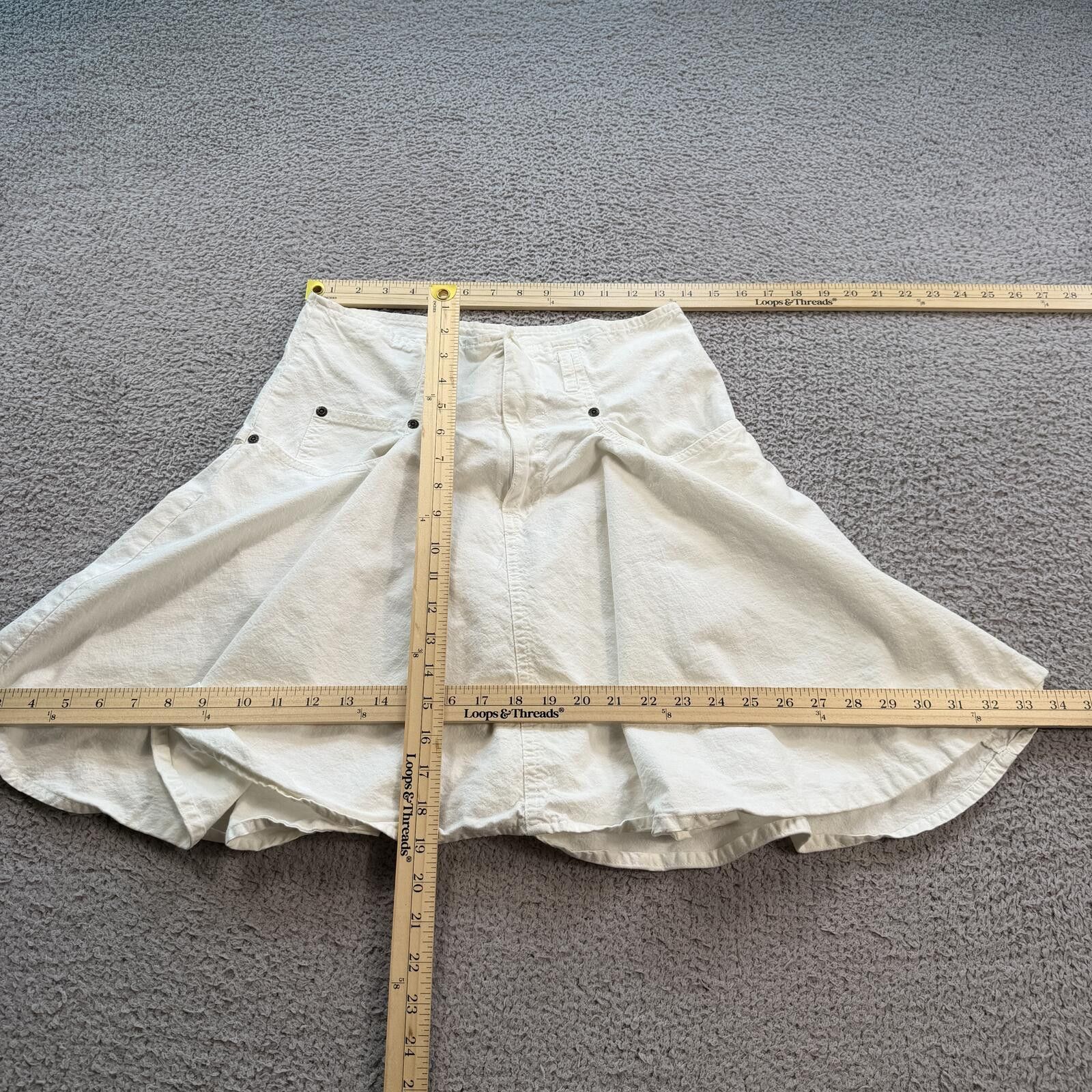 Cotton Traders Vintage 90s White Prairie Midi Skirt 27 Made in USA Womens M Size 28" / US 6 / IT 42 - 4 Thumbnail