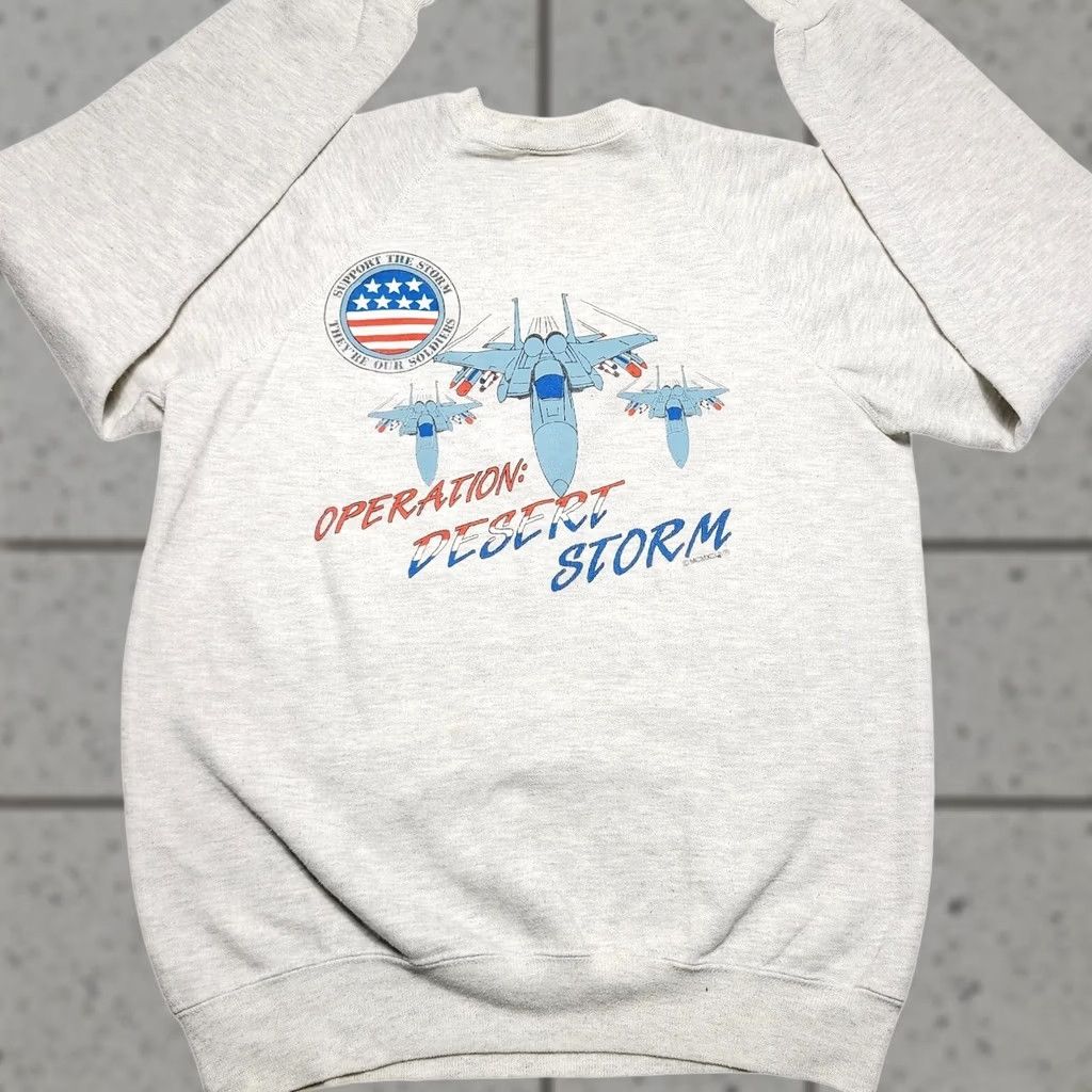 Lee VINTAGE Operation Desert Storm Support Troops Grey Sweatshirt 1991 Size Large Size US L / EU 52-54 / 3 - 1 Thumbnail