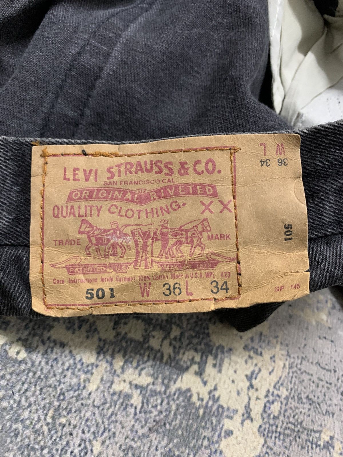 Levi's W34x29 Vintage Levis 501 Jean Black Wash Straight Fit Size US 36 / EU 52 - 10 Thumbnail