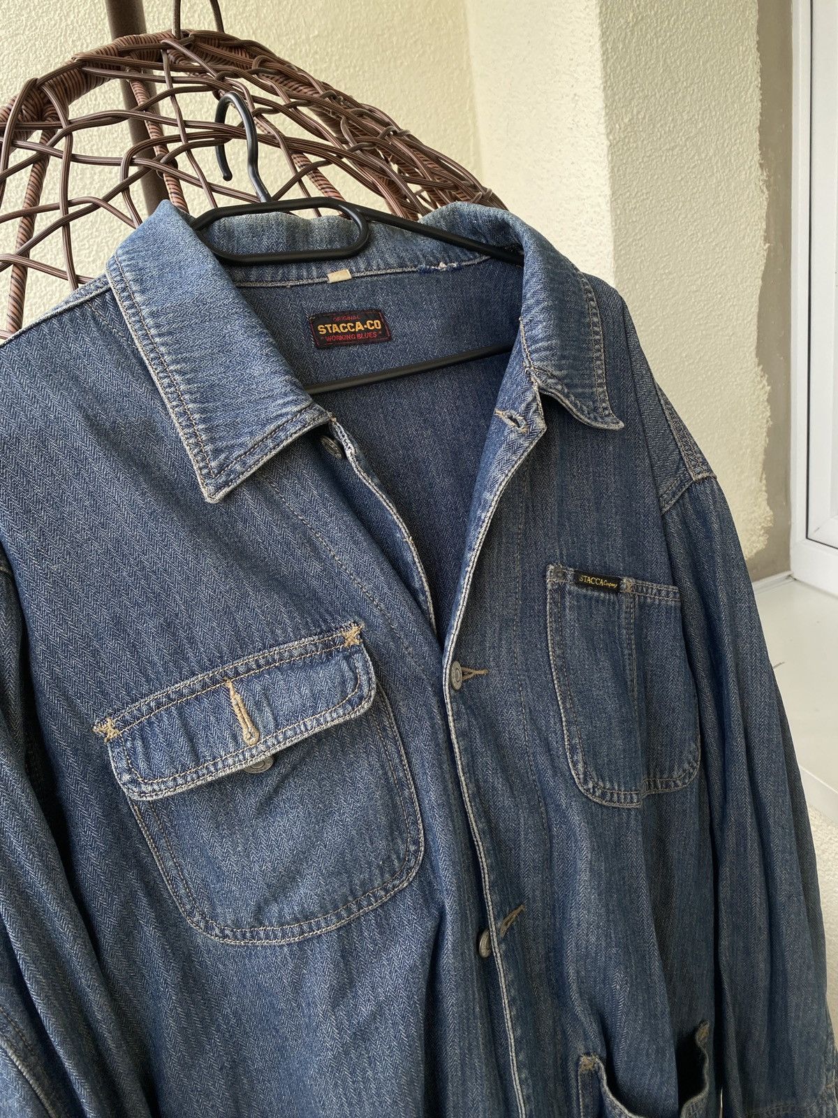 Vintage Vintage ultra rare workwear denim stacca co. long jacket Size US XL / EU 56 / 4 - 6 Thumbnail
