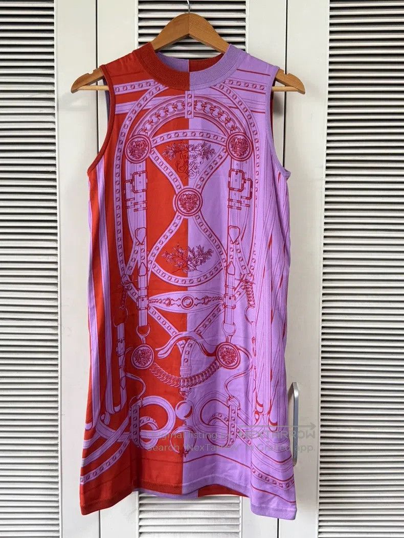 Hermes Hermes Silk blend chain pattern dress, silk and cotton ble Size XXS / US 00 / IT 34 - 1 Thumbnail