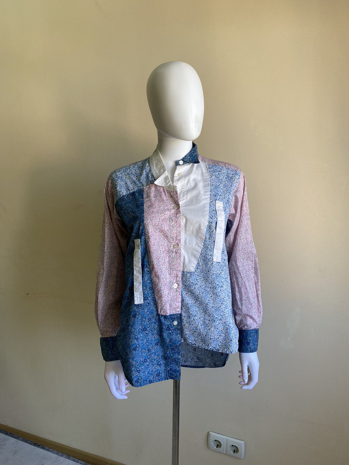 Loewe Loewe Multicolor Asymmetrical Button Up Patchwork Shirt Size XS / US 0-2 / IT 36-38 - 6 Thumbnail