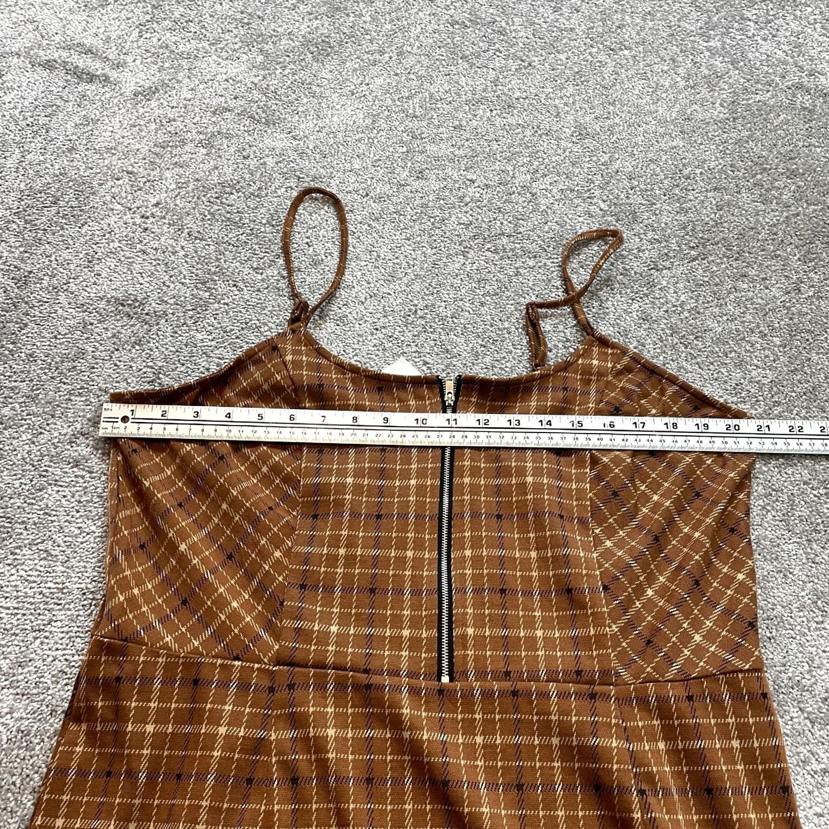 Vintage No Boundaries Midi Dress Women's Large Brown Plaid Tank - Size 3XL - Zip Up Size XXL / US 16-18 / IT 52-54 - 6 Thumbnail