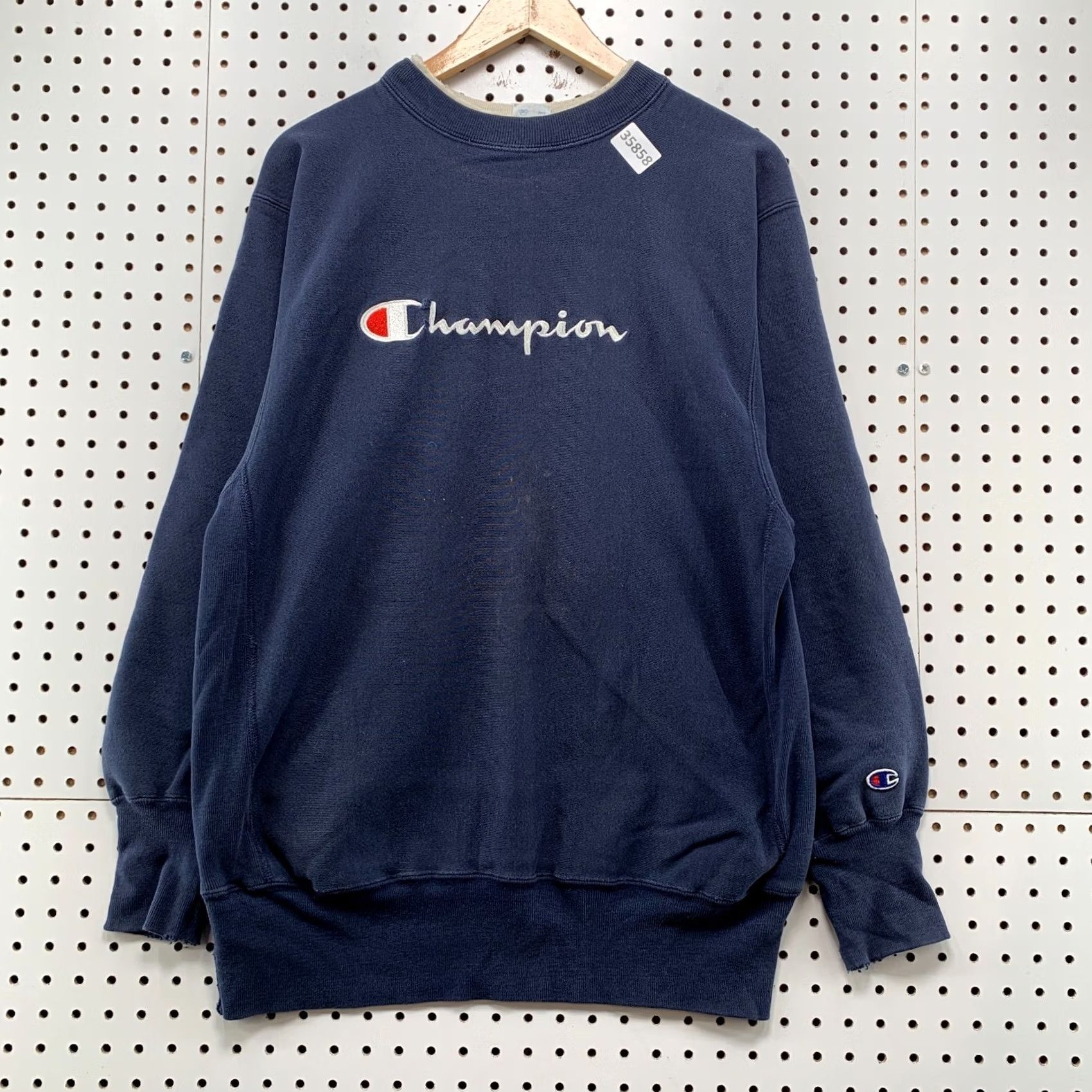 Champion VINTAGE Champion Sweatshirt Mens XL Blue Reverse Weave 90s SpellOut Distressed Size US XL / EU 56 / 4 - 6 Thumbnail