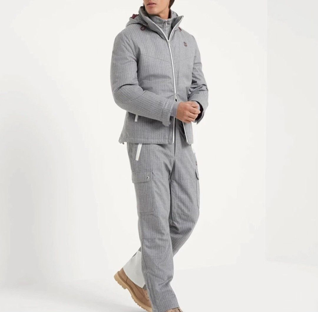 Brunello Cucinelli Brunello Cucinelli Men's Embroidered Stripe Quilted Coat Size US M / EU 48-50 / 2 - 9 Thumbnail