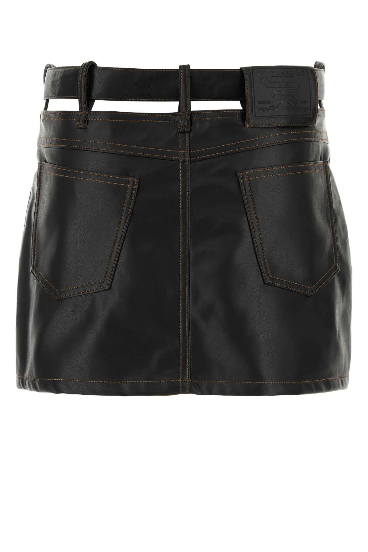 Y/Project o1s22i1n0924 Y Belt Faux Leather Mini Skirt in Black Size 27" / US 4 / IT 40 - 2 Thumbnail