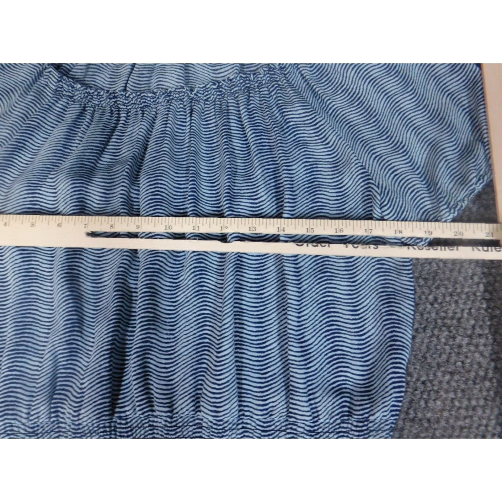 Michael Kors Michael Kors Womens Blouse M Blue Striped Crew Neck Pullover Short Sleeve Dolman Stretch Ruffle Polyester Rayon Casual Classic Regular Modern Size M / US 6-8 / IT 42-44 - 6 Thumbnail