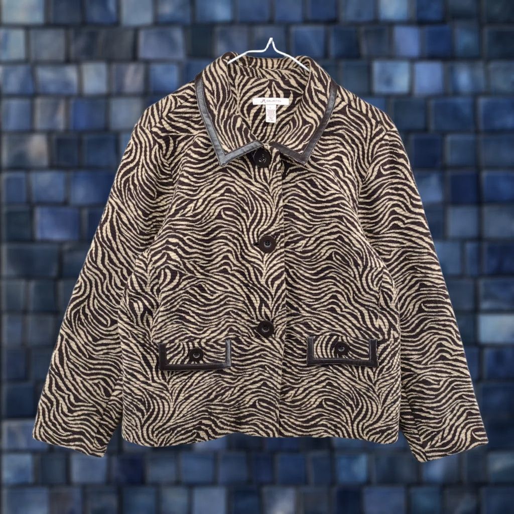 JM Collection JM Collection Button Up Blazer Jacket Animal Print Women's Size Large Multicolor Animals Blazer Womens L Size L / US 10 / IT 46 - 1 Thumbnail