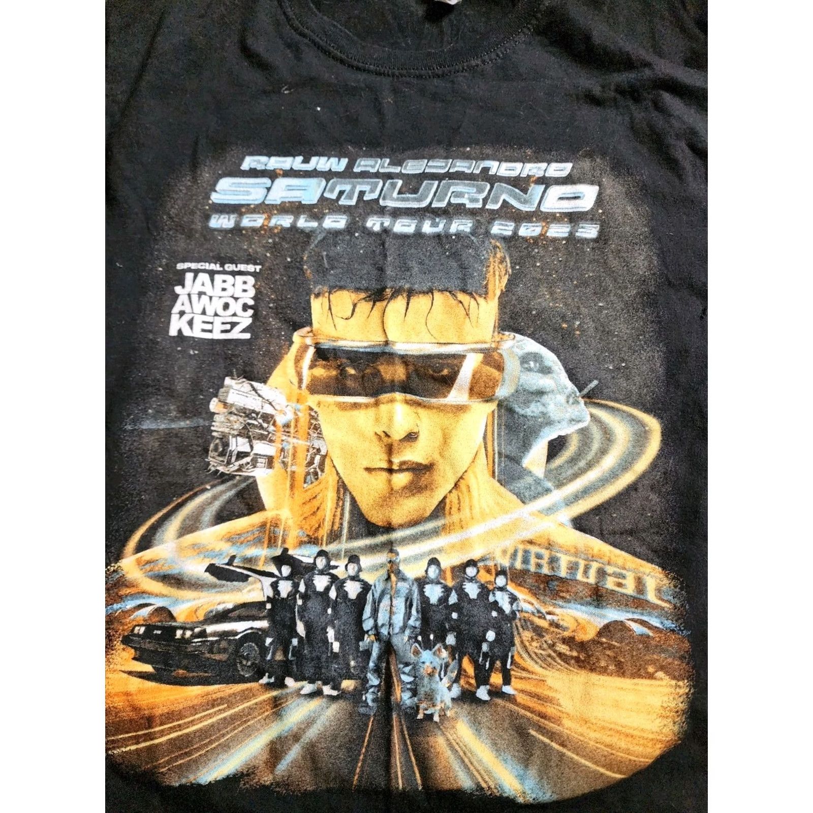 Fruit Of The Loom Rauw Alejandro T Shirt Black Short Sleeve Crew Neck 2023 Saturno World Tour Double-Sided Fruit of the Loom Mens L Merch Shirt Size US L / EU 52-54 / 3 - 5 Thumbnail