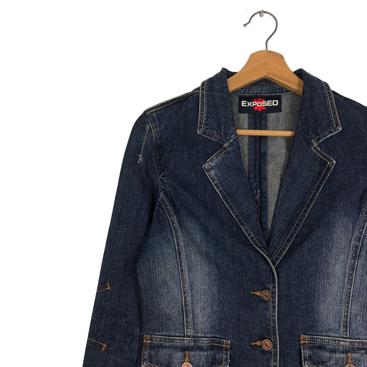 Hysteric Glamour 📌VINTAGE CROPPED BIKER JACKET DENIM EXPOSED JAPAN Size S / US 4 / IT 40 - 12 Thumbnail