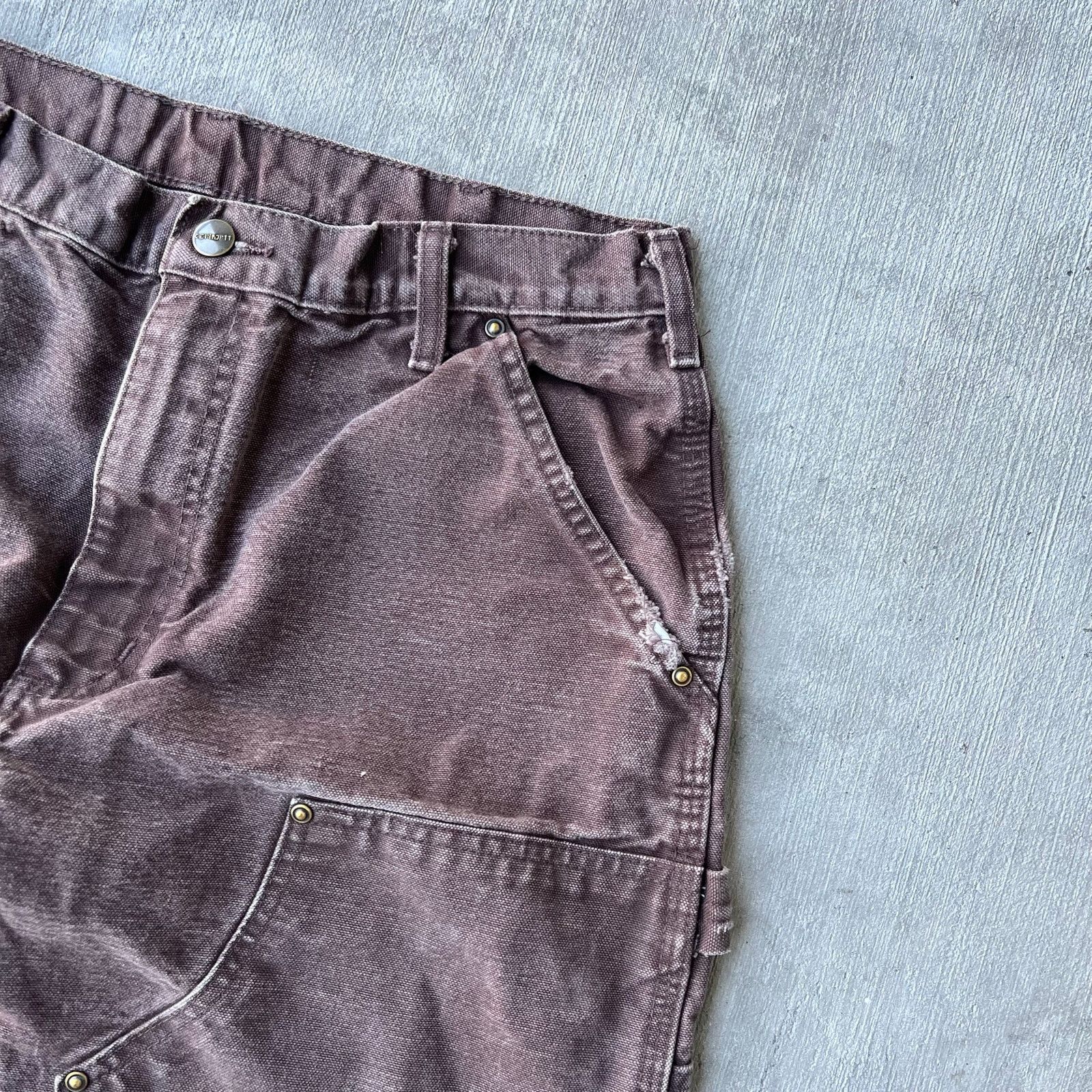 Carhartt × Vintage Carhartt brown faded double knee work wear carpenter pants Size US 32 / EU 48 - 4 Thumbnail