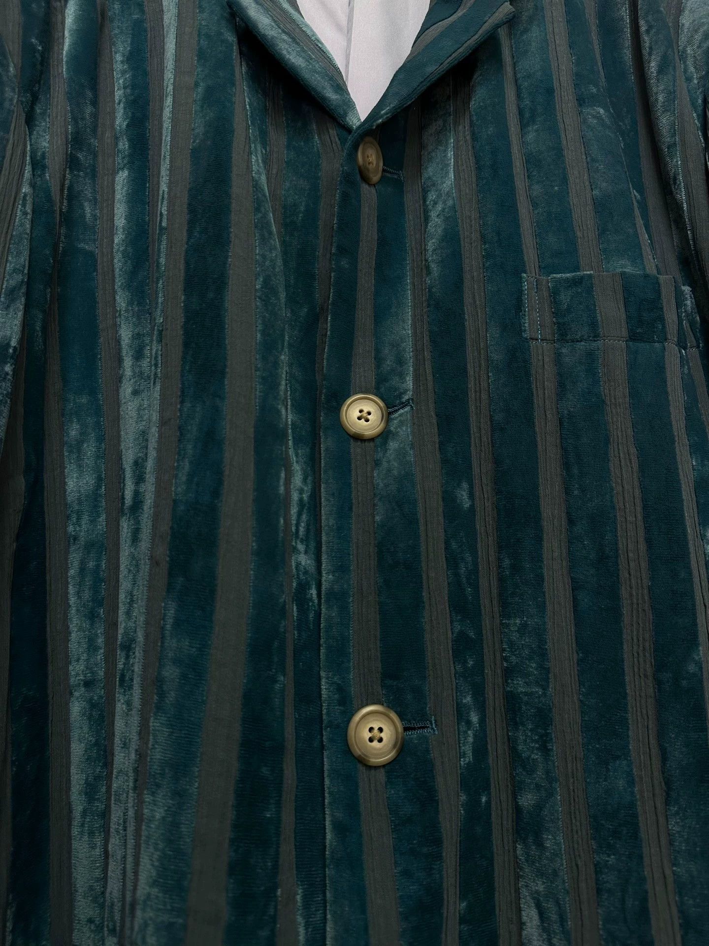 Yohji Yamamoto Yohji Yamamoto 92SS Teal Velvet & Silk Jacket S Size US S / EU 44-46 / 1 - 6 Thumbnail