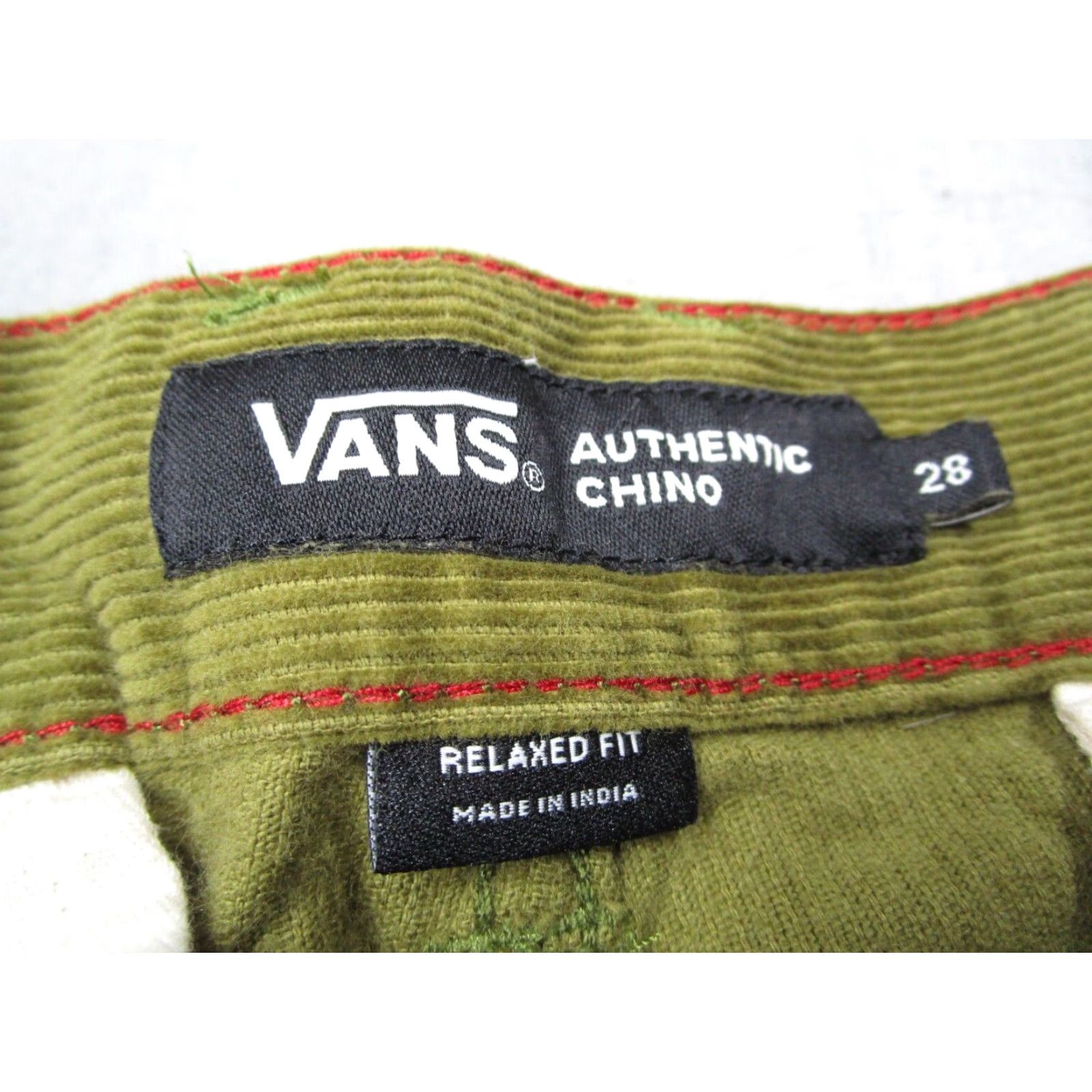 Vans Vans Men's Chino Pants 28 Relaxed Fit Green Corduroy Flat Front 28x30 Modern Size US 28 / EU 44 - 3 Thumbnail