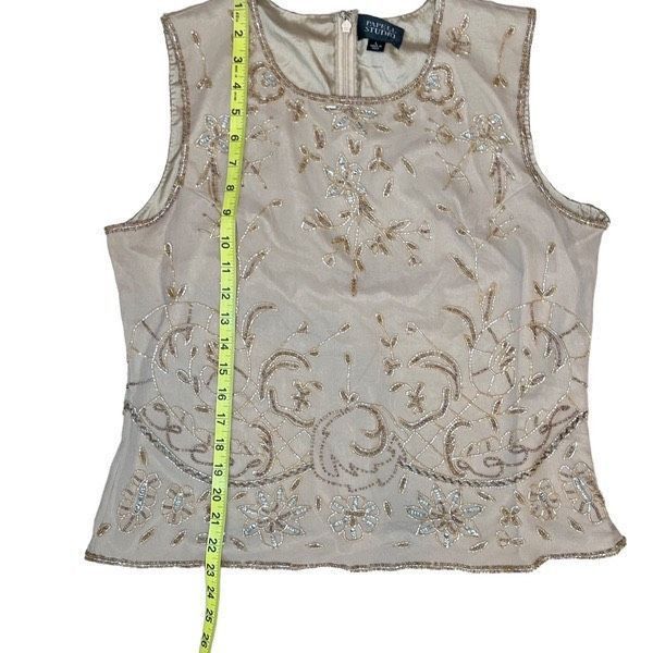 Vintage Vintage Adrianna Papell gold silk beaded blouse Size L / US 10 / IT 46 - 5 Thumbnail