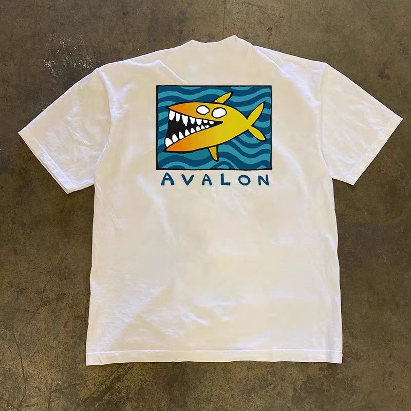 Japanese Brand × Vintage Shark pattern white casual retro loose tee Size US M / EU 48-50 / 2 - 1 Thumbnail