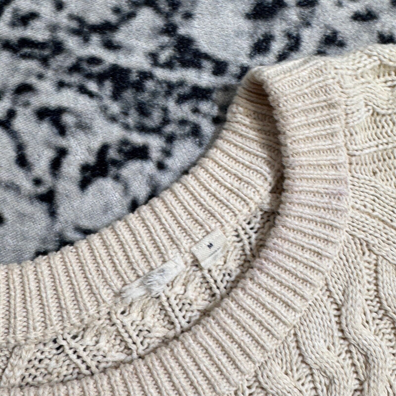 Vintage Vintage Unisex Cream White Cotton Sweater Size S Cableknit Size US S / EU 44-46 / 1 - 6 Thumbnail