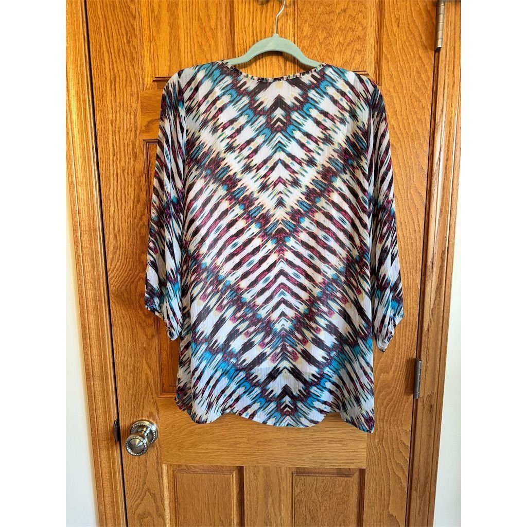 Other Miraclebody by Miraclesuit Women's Geometric Blouse 3/4 Sle Size L / US 10 / IT 46 - 2 Thumbnail