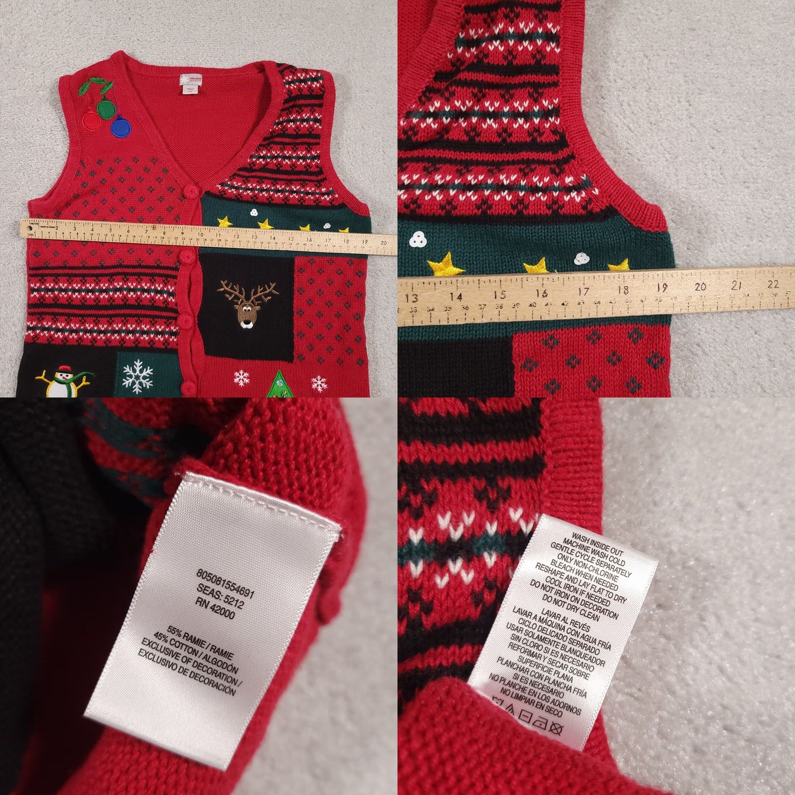 Vintage VINTAGE Holiday Editions Sweater Vest Womens Medium Red Christmas Reindeer Snowman Tree Ugly Size M / US 6-8 / IT 42-44 - 9 Thumbnail